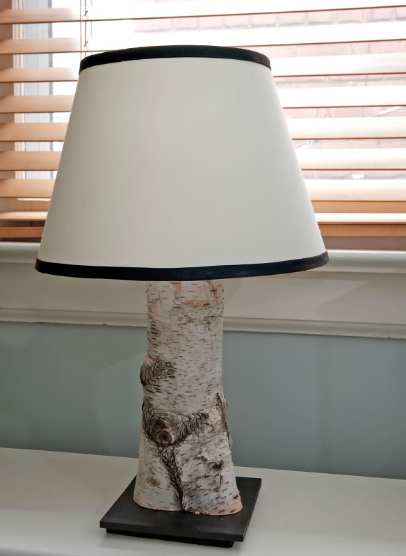 Birch log lamp